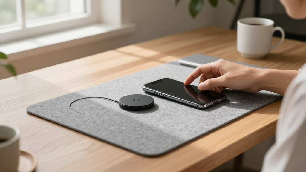 desk mat and charging setup
