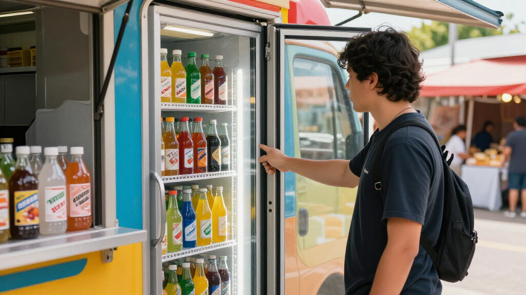 best glass door fridge for drink display on food truck