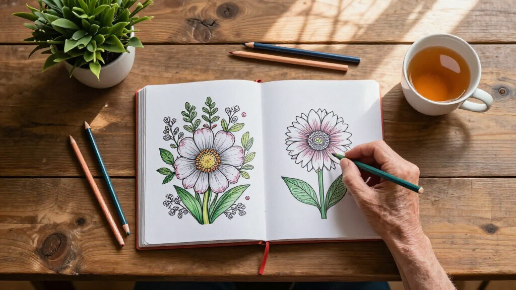flower coloring book for older adults