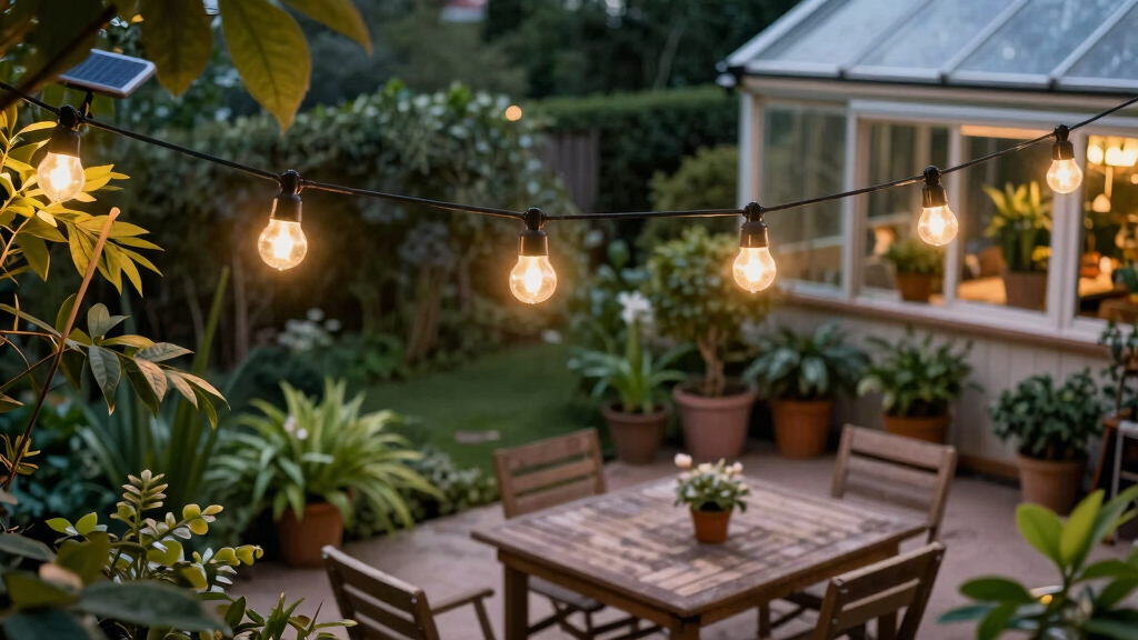 solar-powered outdoor string lights