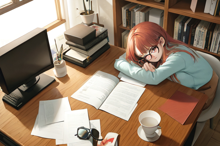 An open document with reading glasses on a desk