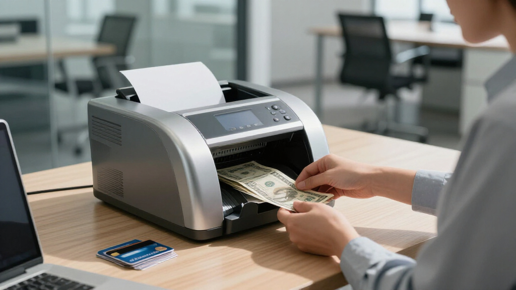 Money counter with printer for reports