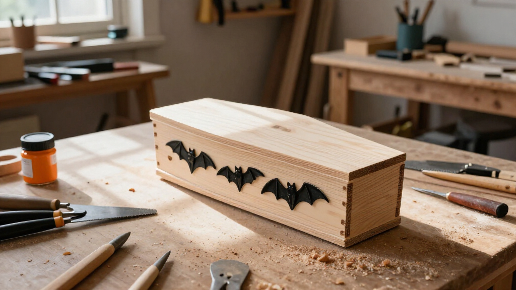 Halloween wooden coffin boxes