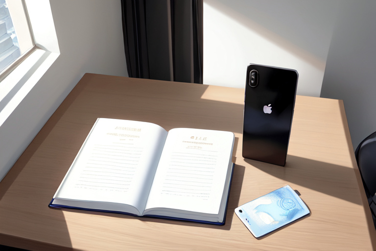 A passport and a smartphone on a desk