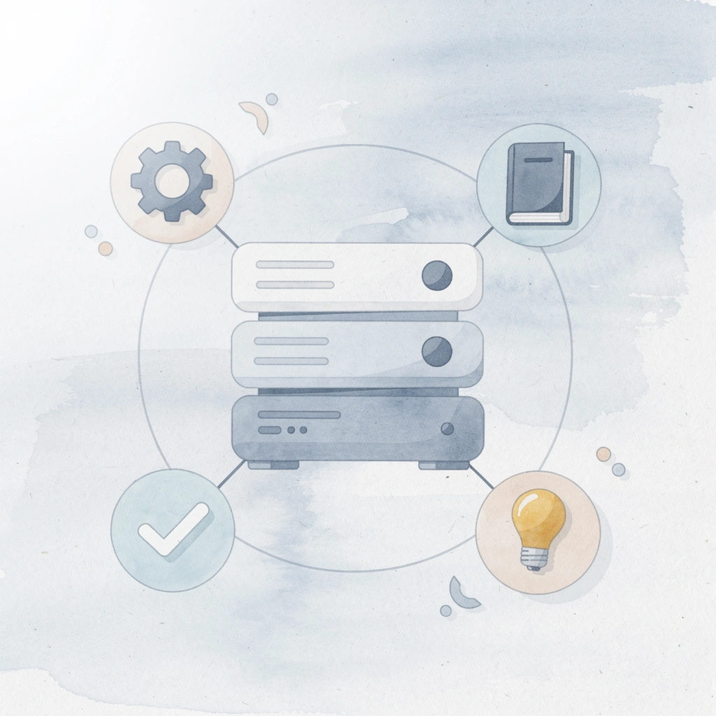 Hub icon showing central operations layer connected to four operational pillars
