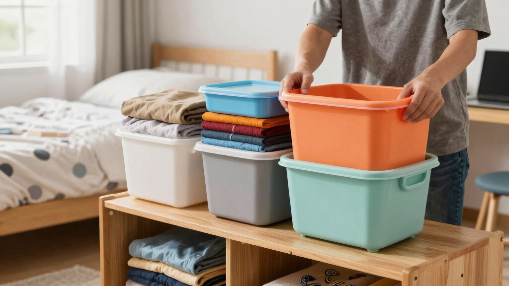 dorm room organization bins