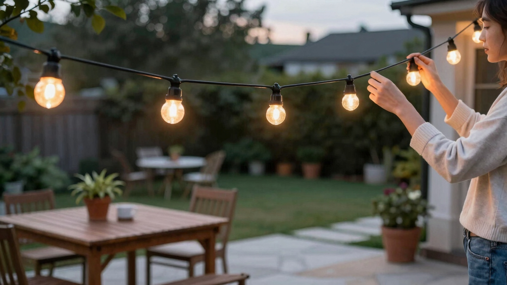 solar-powered outdoor string lights
