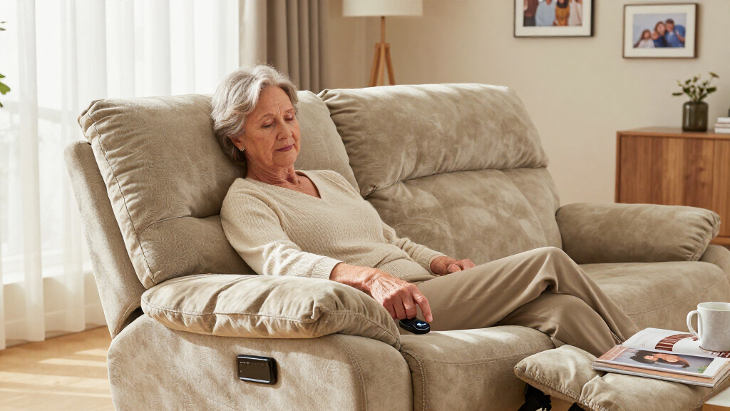senior friendly power sofa with recliners