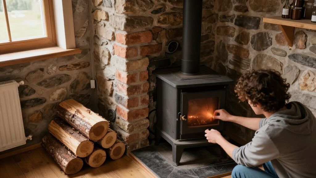 corner install small wood stoves