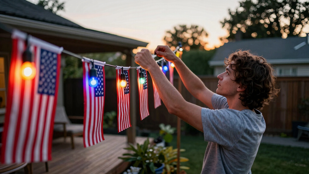 patriotic outdoor string lights