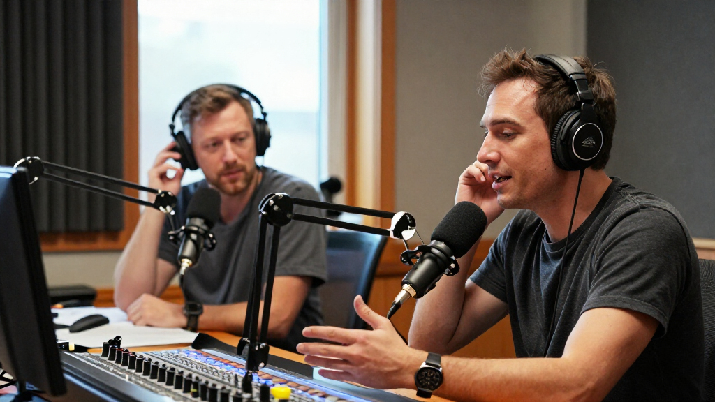 news podcast microphones