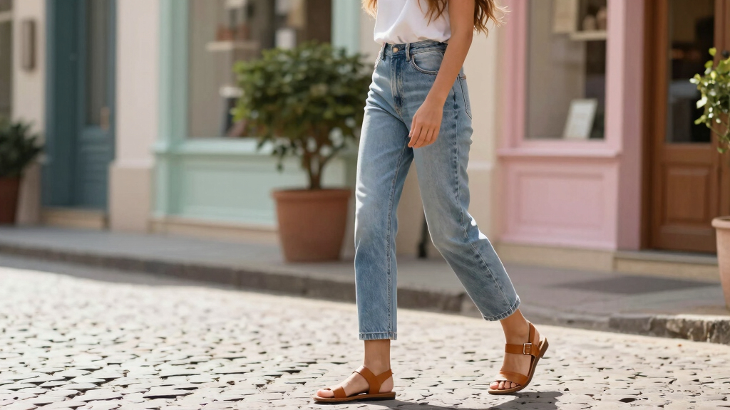 best French-girl jeans and sandals