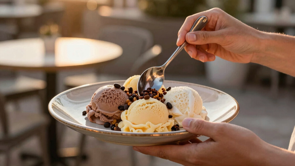 ice cream and dessert serving platters