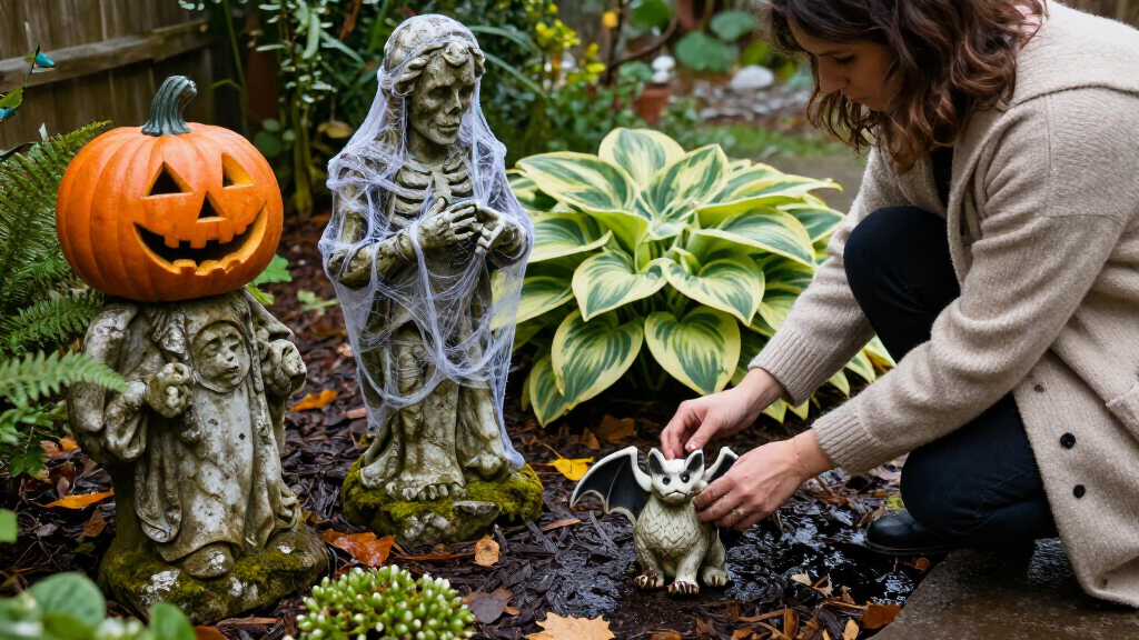 Halloween garden statues
