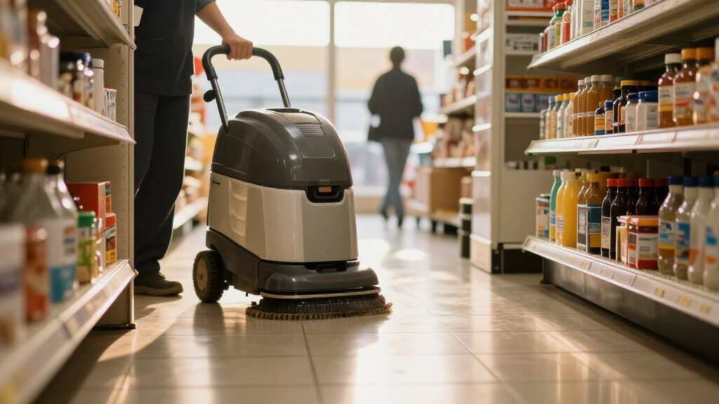 narrow aisle scrubber