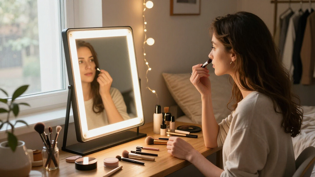vanity desks with lights and mirror