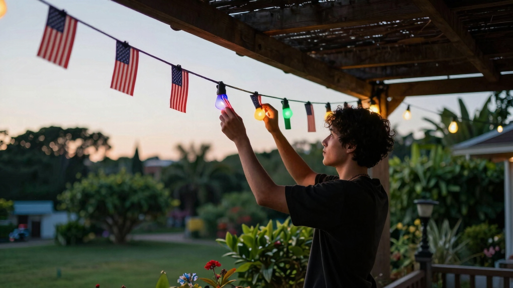 patriotic outdoor string lights