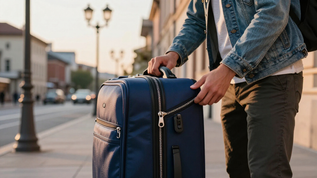 suitcase with durable zipper for international travel