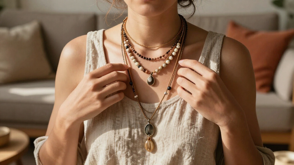 boho-inspired layered necklaces