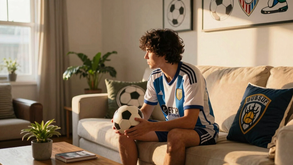 soccer-themed living room decor