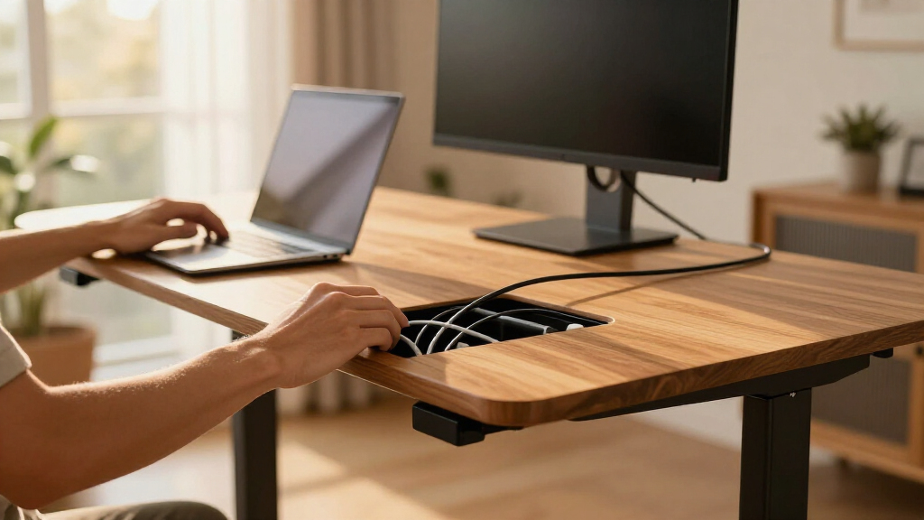 standing desks with built in cable management