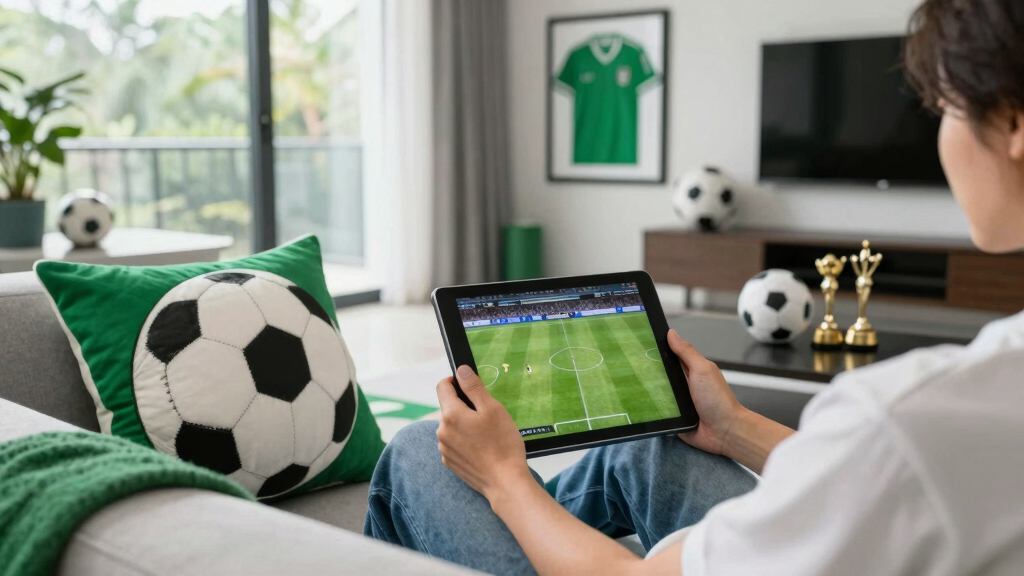 soccer-themed living room decor