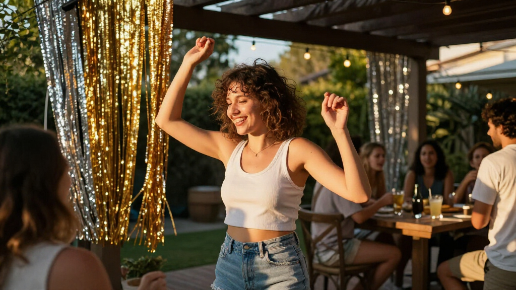best glitter fringe party curtains