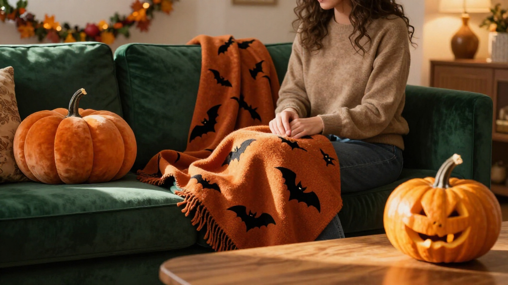 Halloween throw pillows and blankets
