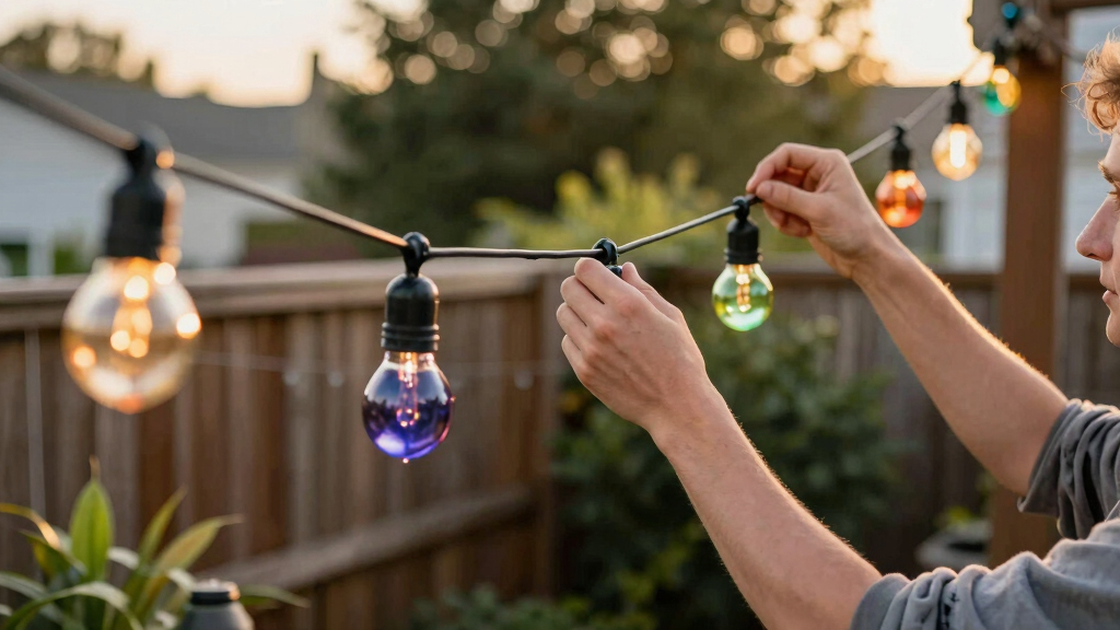 solar-powered outdoor string lights