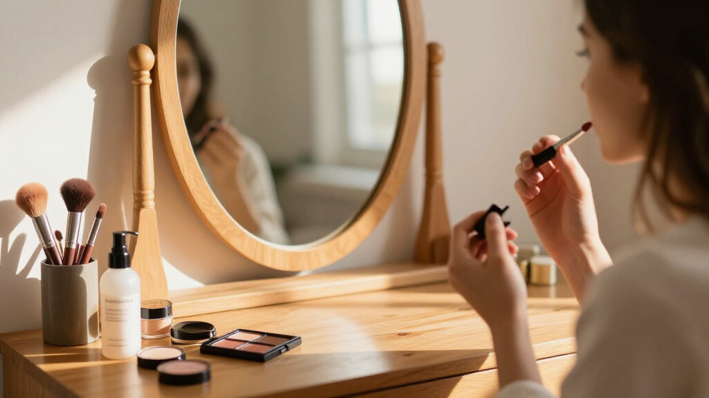 vanity makeup table with mirror