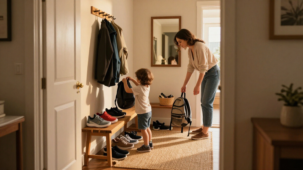 entryway setup for busy family