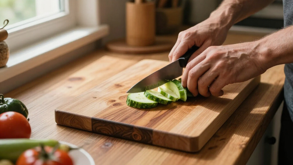 butcher block cutting board with deep juice groove
