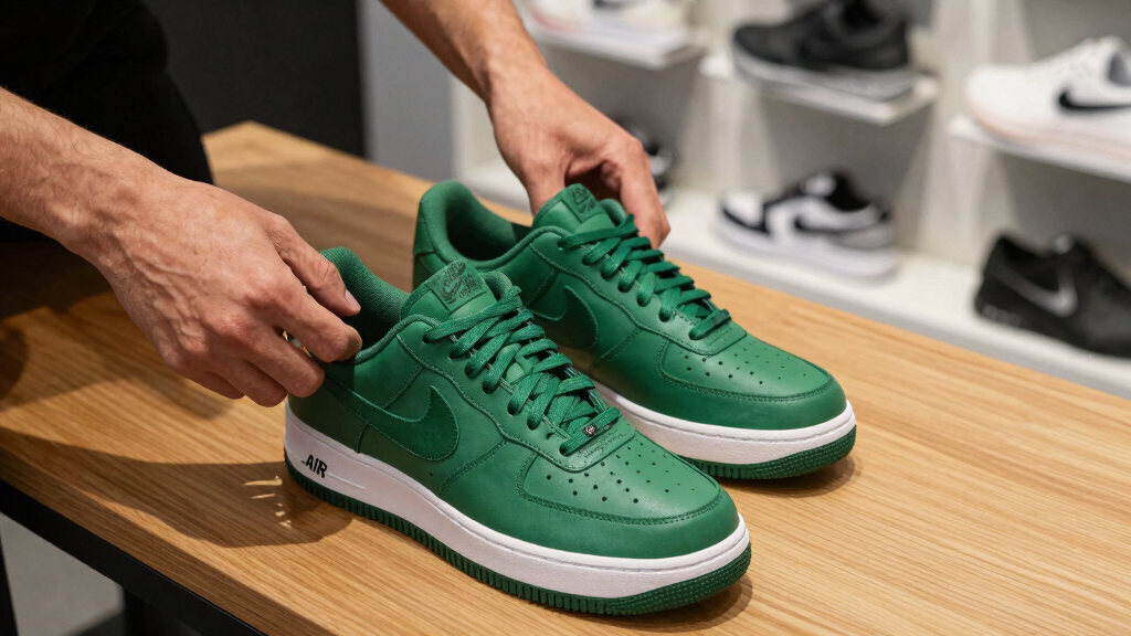 best green Nike Air Force 1 sneakers