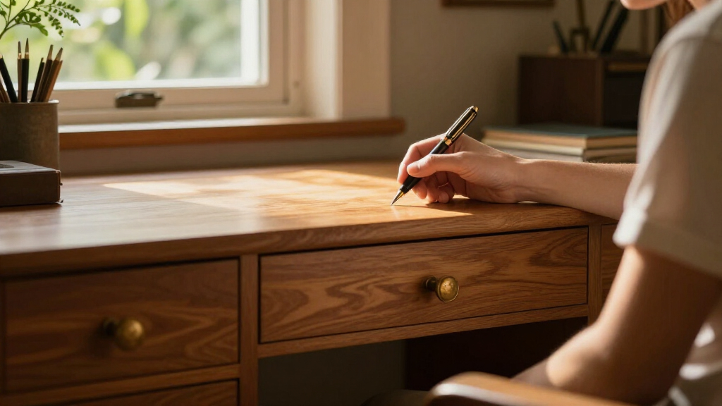 solid wood writing desks with drawers
