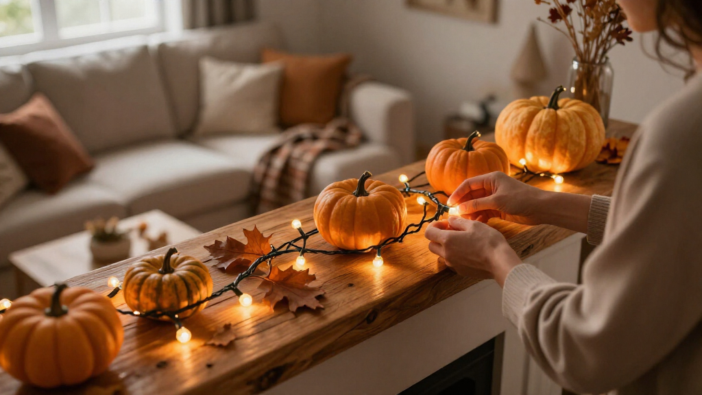 fall-themed string lights