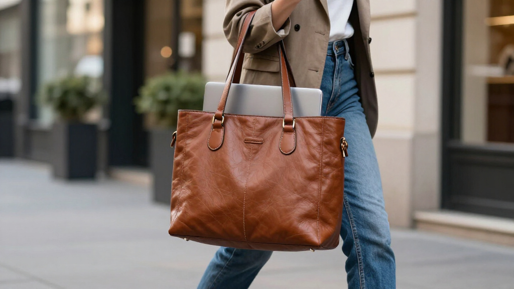 italian leather work tote bags with laptop compartment