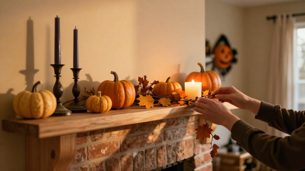 Halloween mantel decor