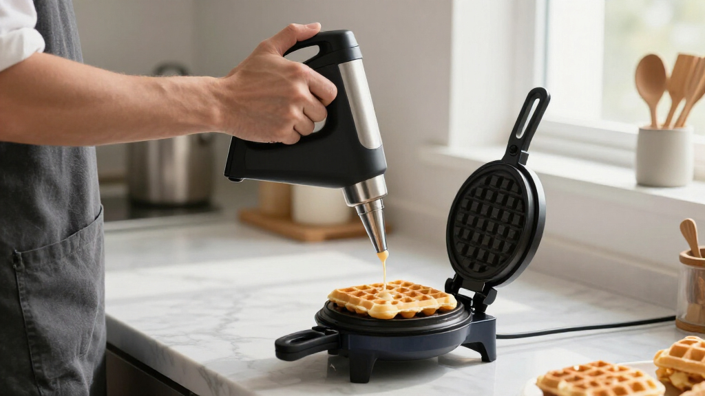 high ticket waffle batter dispenser for meal prep and hosting