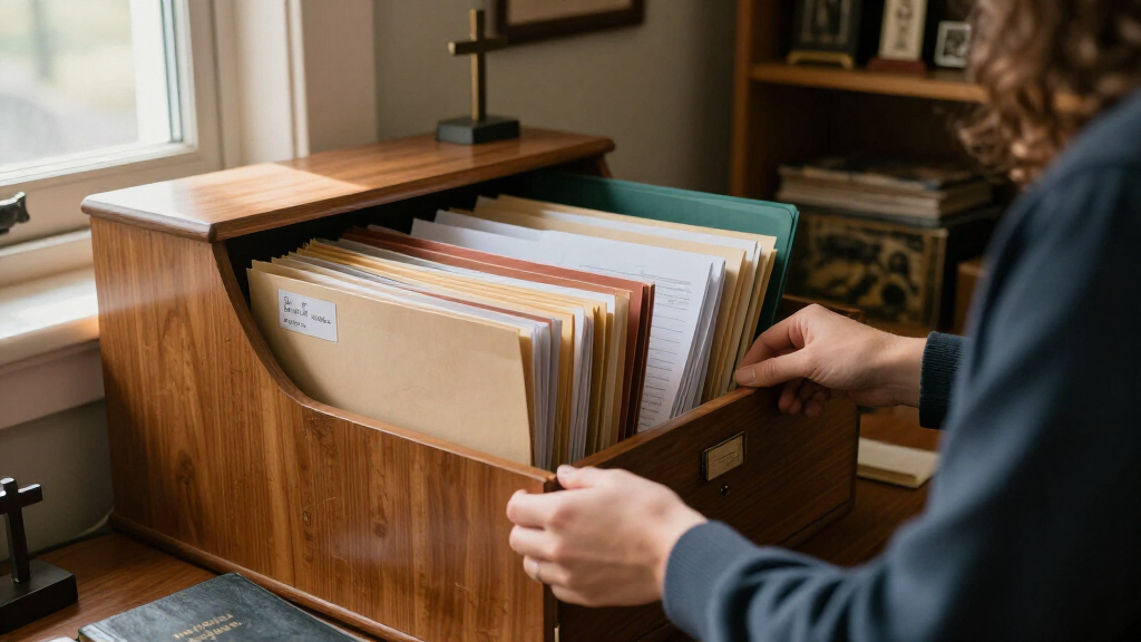file cabinet for sermon notes and church paperwork