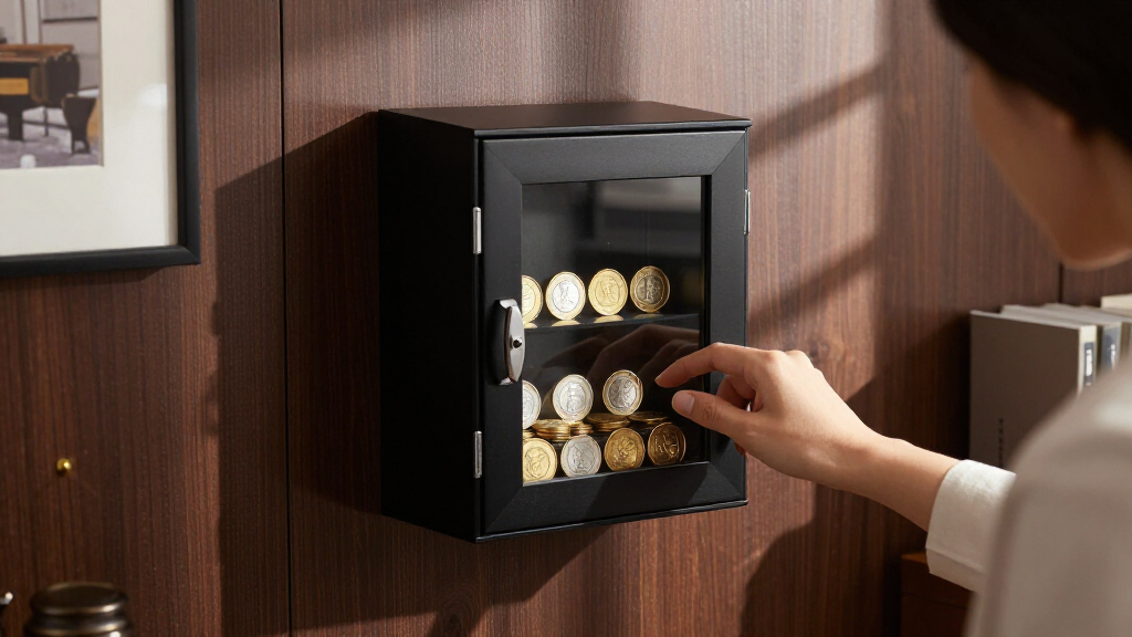 coin display case cabinet wall mount lockable