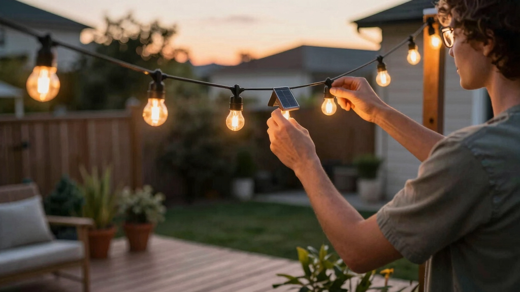 solar-powered outdoor string lights