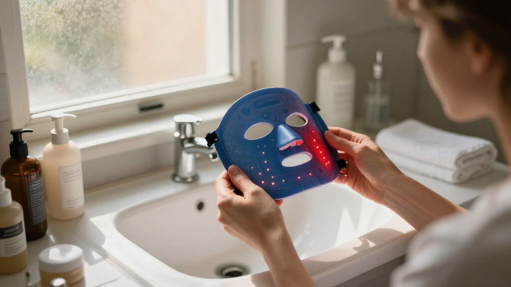 led acne mask with blue and red