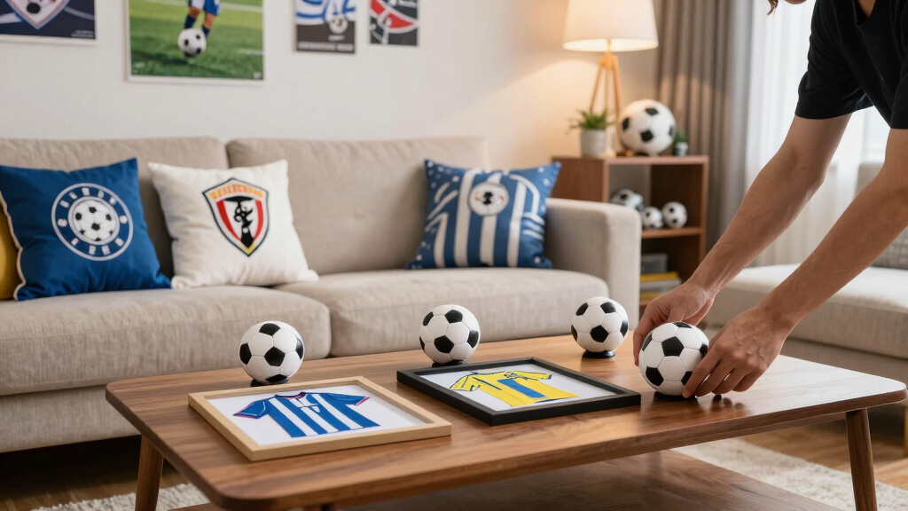 soccer-themed living room decor