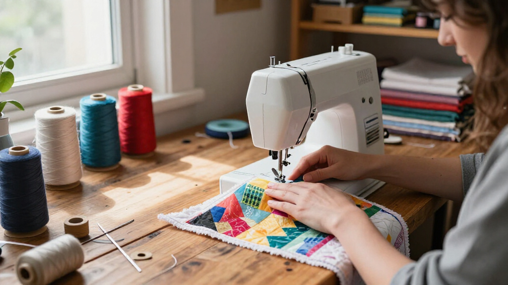 quilting sewing machine with wide throat