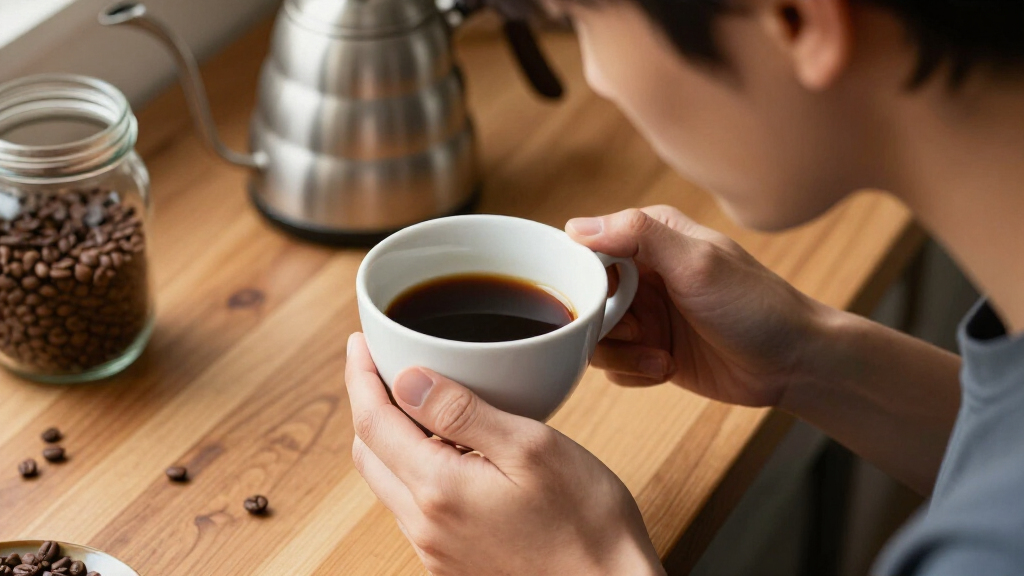 tasting coffee