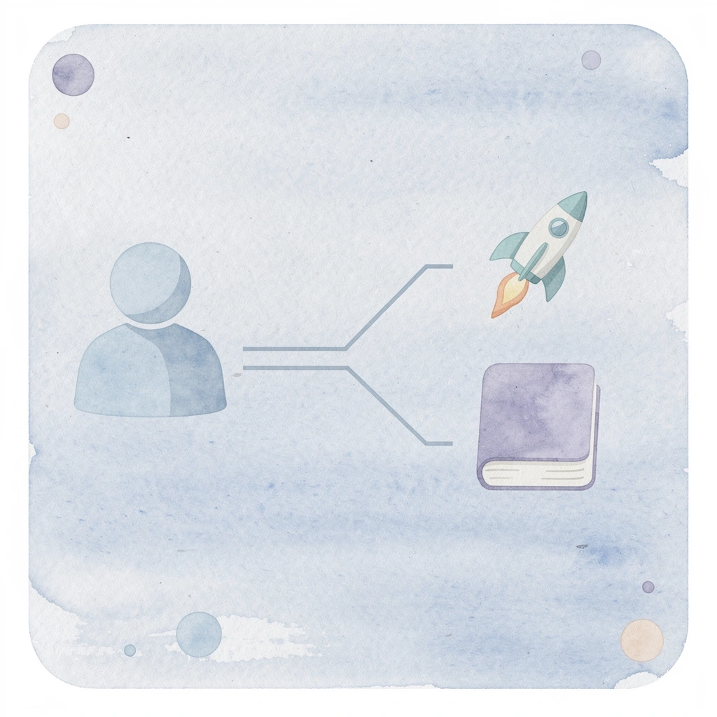 Icon showing a single path splitting into two directions representing the core structural budgeting problem