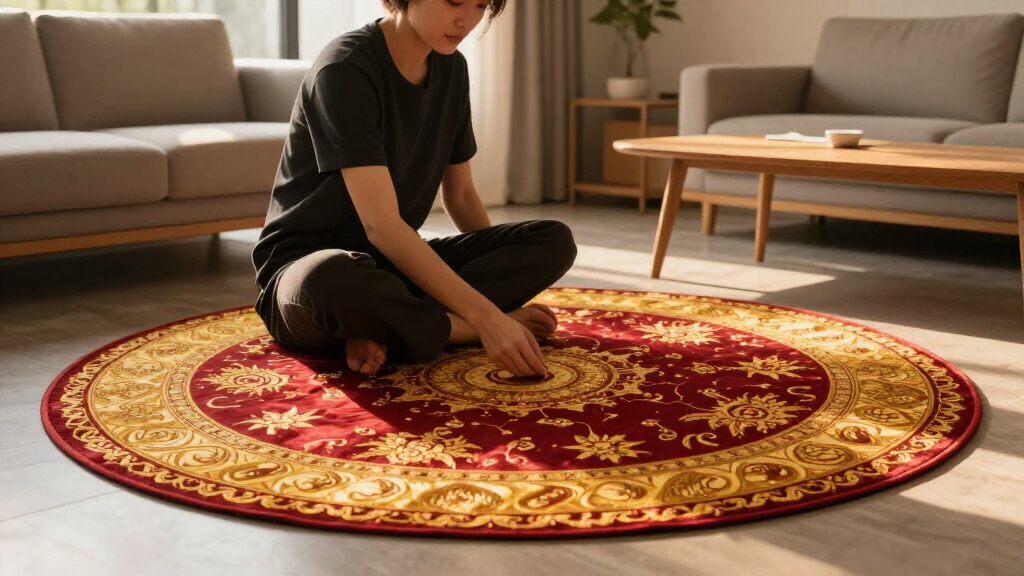yilong round silk rug 8 ft