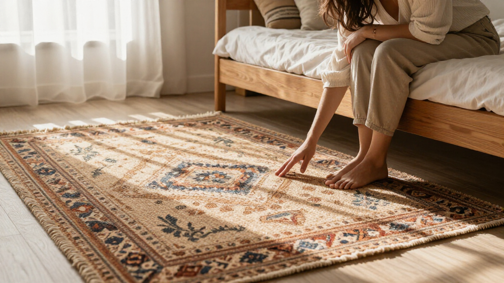 boho handwoven rug for bedroom