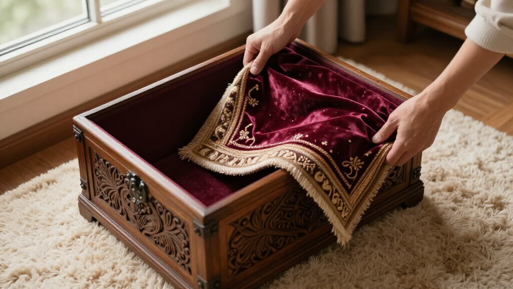 luxury silk rug storage box