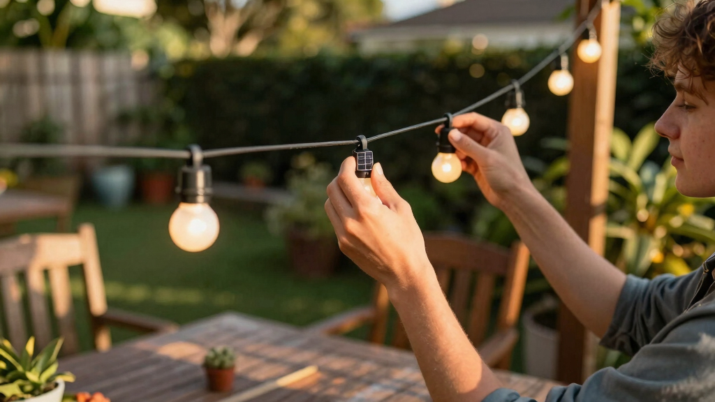 solar-powered outdoor string lights